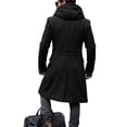 thumbnail image 4 of Trench Coat Men Double Breasted Business Wrap Hooded Long Jacket With Pockets Casual Knee Length Winter Overcoats, 4 of 5