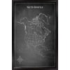 Chalk Map - North America Wall Poster, 14.725" x 22.375", Framed