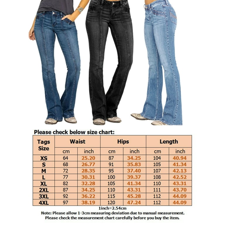 Capreze Women Buttoned Bootcut Jeans Casual Flare Denim Pants Bell Bottom  Jeans with Pockets Light Blue L