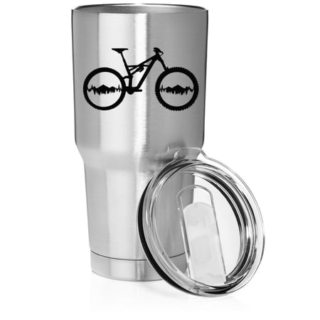 Smooth Body Tumbler Stainless Steel Vacuum Insulated Travel Mug Cup Gift Mountain Bike (Stainless Steel 30 oz)