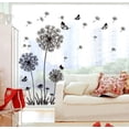 thumbnail image 3 of Adhesivos de pared para dormitorio, sala de estar, grandes flores de diente de león, pegatinas de pared y murales, 1 juego, decoración de pared grande negra con mariposas, 3 of 6