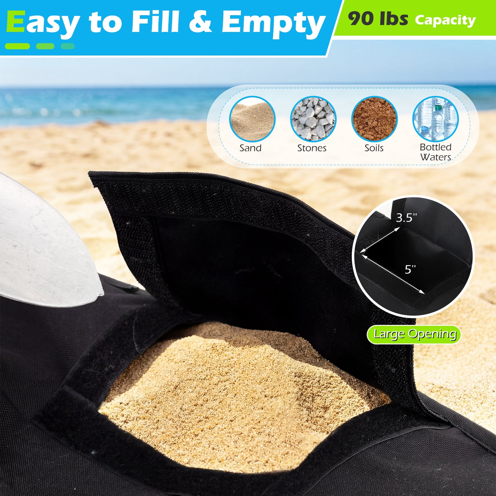 Gymax 2-Pack Square Umbrella Base Weight SandbagsPatio Umbrella Stand w/ Slots