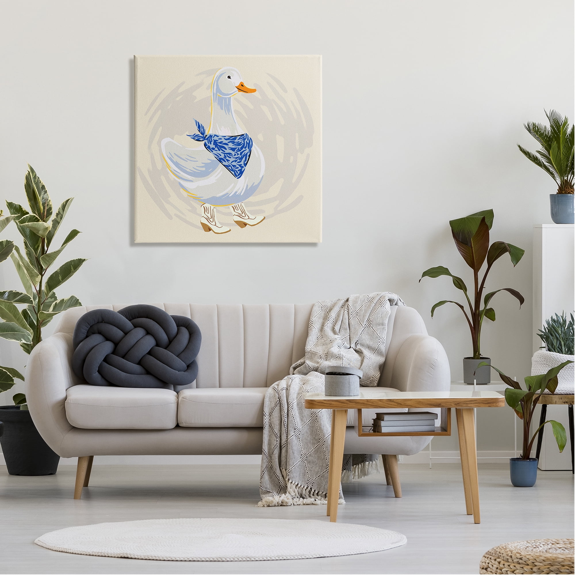 Stupell Industries Cowboy Duck with Bandana Animals & Insects Painting Gallery Wrapped Canvas Print Wall Art, 30 x 30
