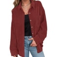thumbnail image 2 of Fantaslook Women Corduroy Shirts Shacket Jacket Casual Long Sleeve Button Down Blouses Tops, 2 of 8