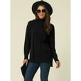 thumbnail image 3 of Unique Bargains Women's Turtleneck Long Sleeve Spilt Hem Tunic Pullover Sweater S Black, 3 of 6