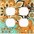 thumbnail image 3 of Metal Light Switch Plate Cover Orange Teal Flower Mandala Tile Pattern MDL016, 3 of 13