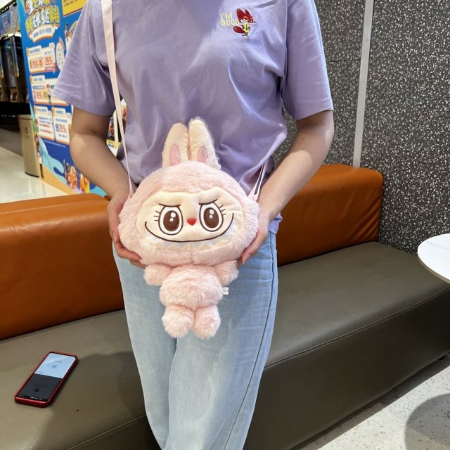 2024 Labubu - Bolso de hombro con diseño de muñeco de peluche de dibujos animados, nuevo bolso cruzado para estudiantes, bolsa de viaje al aire libre de monstruos, juguete
