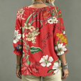 thumbnail image 5 of Womens V Neck 3/4 Sleeve Bohemian Casual Blouses Boho V Neck Lace Shirt Trendy Blouses Drawstring Ruffle 3/4 Sleeve Summer Casual Flowy Tops, 5 of 5