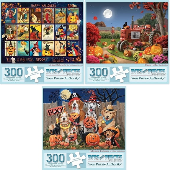 Bits and Pieces Halloween Jigsaw Puzzles 300 Piece 3-Pack 18" x 24"