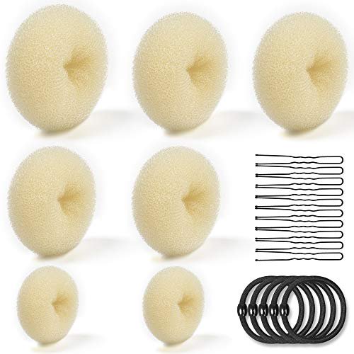 Donut Hair Bun Maker, TsMADDTs Ring Style Bun Maker Set with 7 Golden