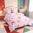 thumbnail image 2 of Manfei Western Xmas Festive 7-Piece Twin Bedding,Cartoon Christmas Winter Snow Bedding Comforter Set,Pink Reversible, 2 of 7