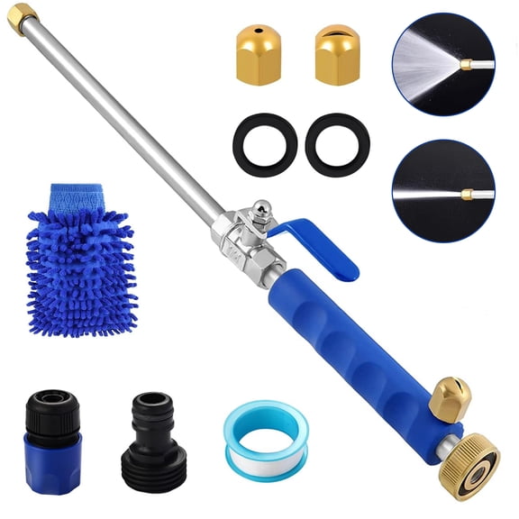 Aovky High Pressure Hose Nozzle, Jet Nozzle Power Washer Wand for Garden, 2-in-1 Water Hose Nozzle Sprayer Cleaning Tool for Car Window Pet Patio Gutter, Blue