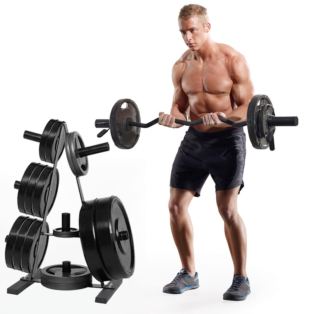 Weight Plate Storage Organizer Black Topeakmart 2 Inch Barbell Plate and Dumbbell Rack 500lbs 
