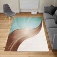 thumbnail image 2 of Contemporary Turkish Area Rug, Spiraling Stripes with Monochrome Tones Modern Art Inspirations Abstract, Soft Carpet for Living Room Decor with Distressed Look, 4' X 5.7', Chocolate Aqua, by Ambesonne, 2 of 4