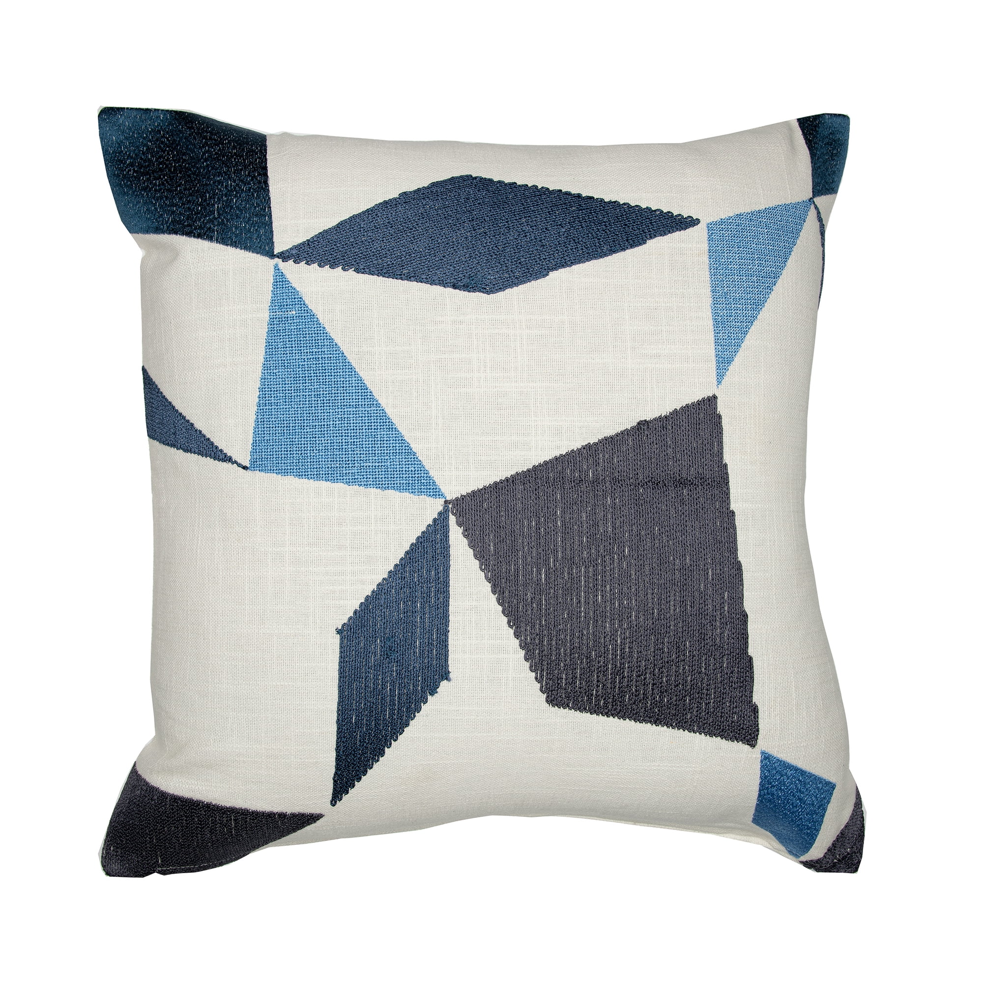 Ox Bay Stacy Garcia 24" x 24" Ivory/Blue Embroidered Geometric Adult Decorative Throw Pillow Cover