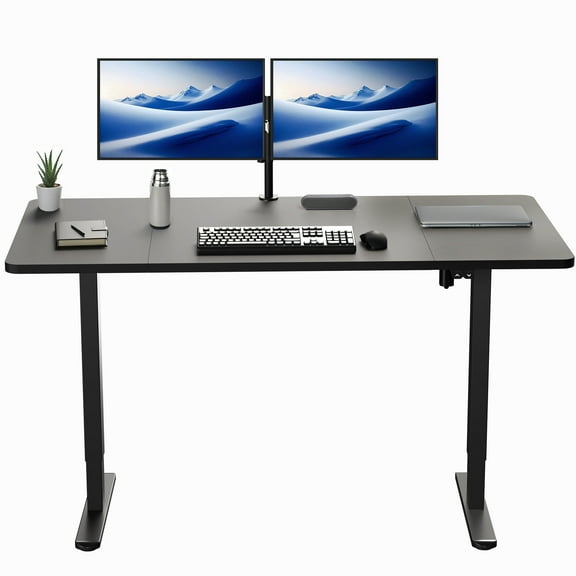 VIVO Electric 60” x 30” Stand Up Desk, Black Table Top, Black Frame