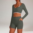 thumbnail image 6 of Workout Sets for Women Long Sleeve Backless Wrap Crop Tops and High Waisted Biker Shorts Summer 2 Piece Pilates Gym Yoga Sets, 6 of 8