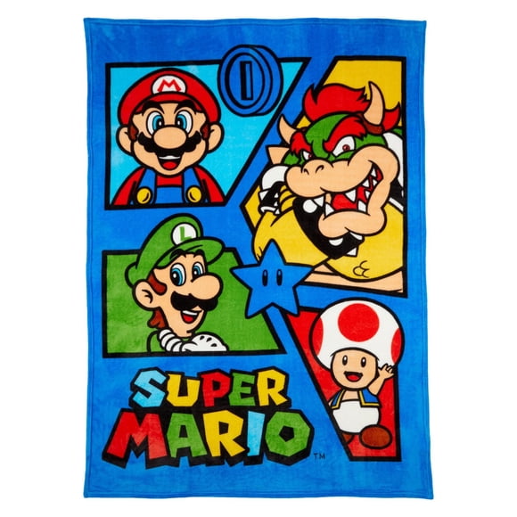Super Mario "Super Crew" Blanket 62 X 90