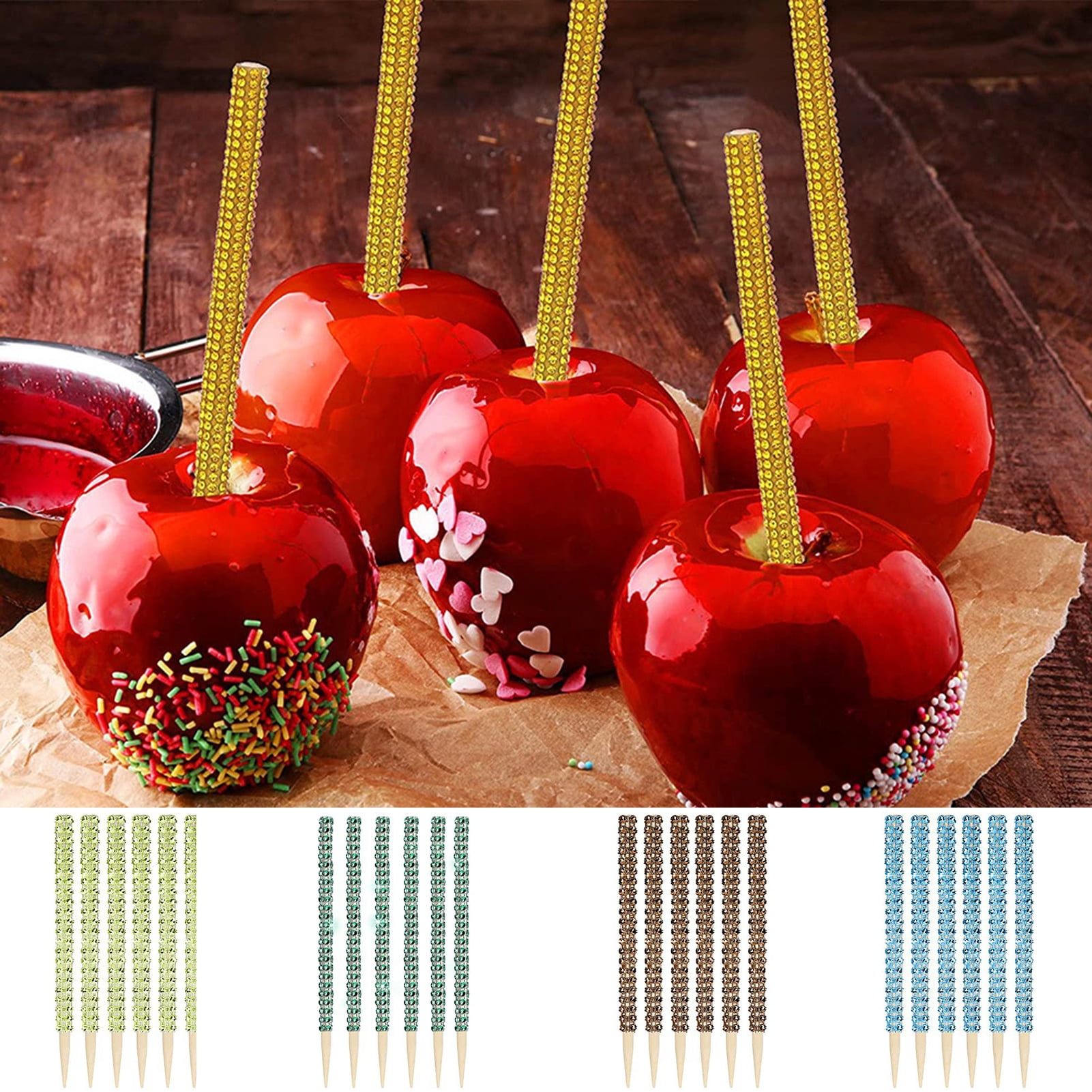 20pcs/pack Wood Candy Apple Stick Cake Sticks Toppers Buffet