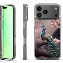 For iPhone 17 Pro Shockproof Protective Phone Case, by OneToughShield - Peacock Flower