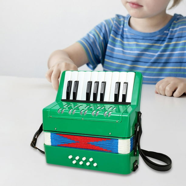 Acordeón de Piano de 17 teclas y 8 bajos, instrumento Musical, acordeón de juguete para niños con correa ajustable para principiantes, amantes de Hugo Acordeón