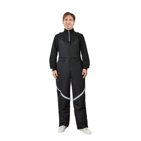 Nituyy Women Men's Ski Overalls Black Waterproof Zipper Snow Bibs Ski Pants Windproof Insulated Overalls Pants