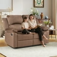 thumbnail image 6 of Bonzy Home Manual Loveseat Recliner Sofa — Soft 2-Seat Reclining Couch with Overstuffed Arms & Back, Brown, 6 of 7