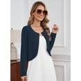 thumbnail image 5 of DEMOTIME Women's Cardigan Long Sleeve Open Front V Neck Cropped Bolero Shrug for Dresses Navy Blue L, 5 of 7