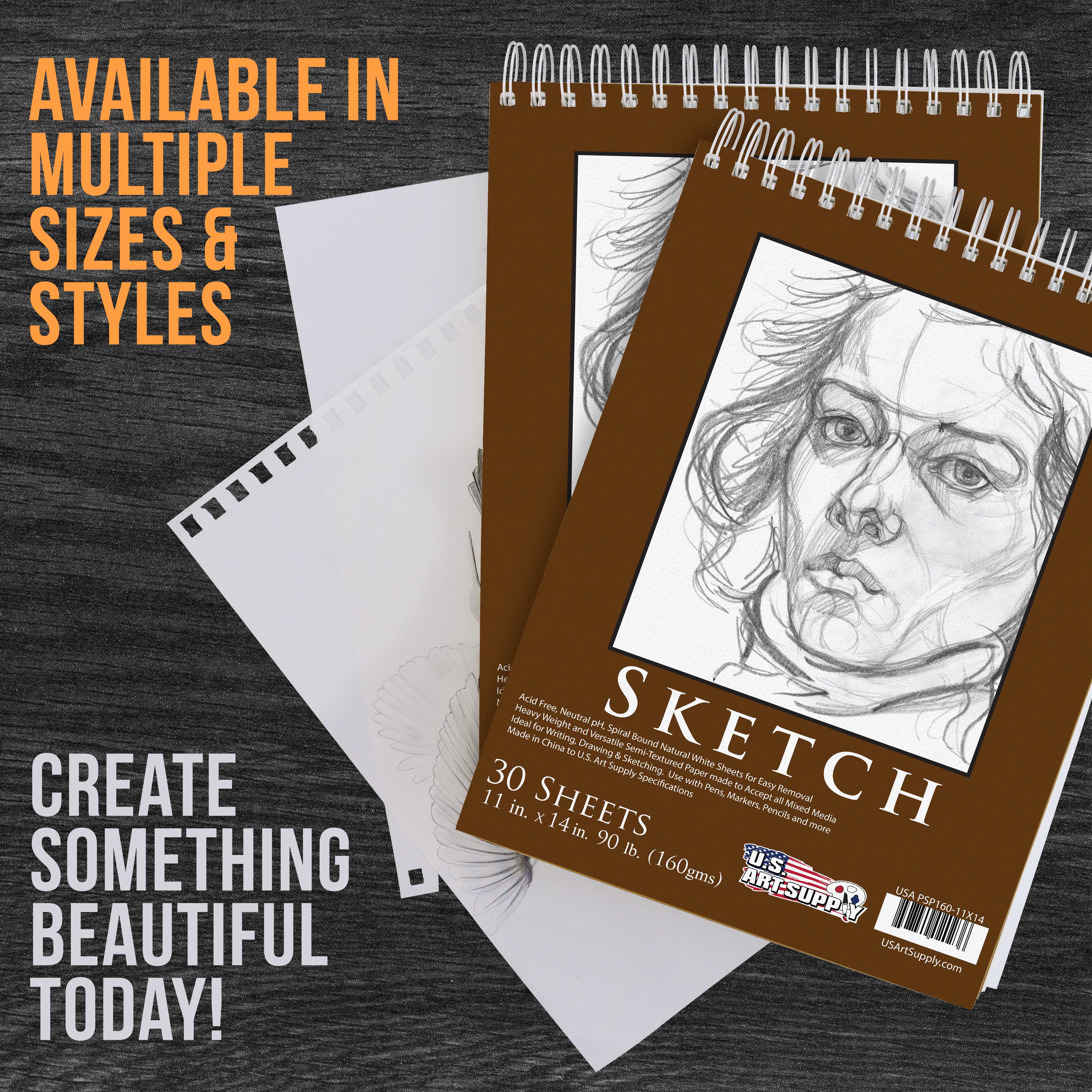 U.S. Art Supply 11x14" Heavy-Weight Sketch Pad, 2-Pack photo 7