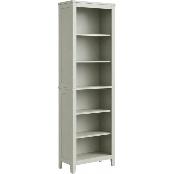 70.1 In Tall 6 Shelf Bookcase Narrow Bookshelf with Open Storage and Anti-Tip Design Light Green