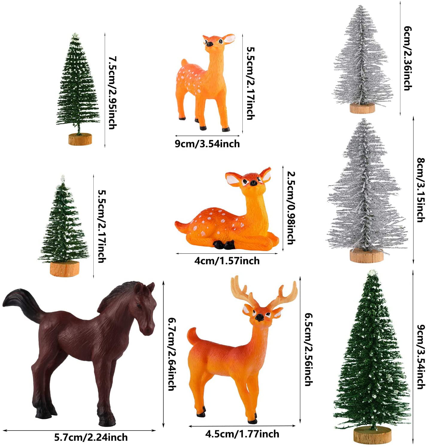 18 Piece Woodland Animals Figurines Woodland Creatures Figurines Realistic Plastic Wild Forest Animals Figurines Includes 13 Piece Different Animals and 5 Piece Trees for Birthday Christmas Party 