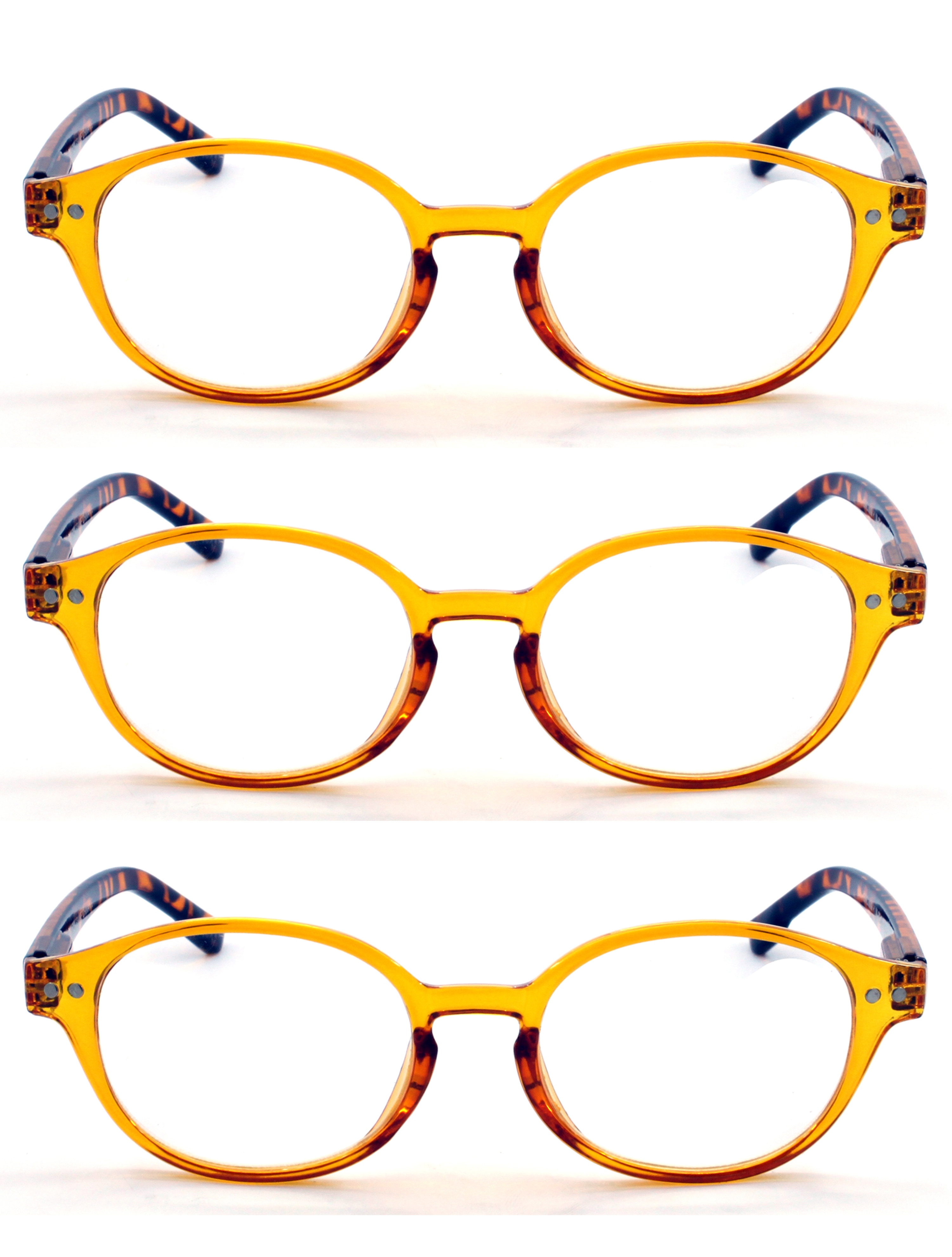 EYE ZOOM Ovalshaped Reading glasses 3 Pack Retro Style Plastic Frame