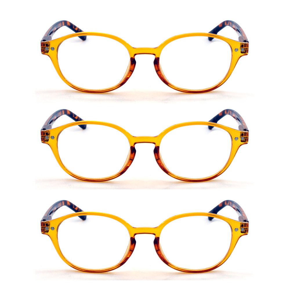 EYE ZOOM Ovalshaped Reading glasses 3 Pack Retro Style Plastic Frame