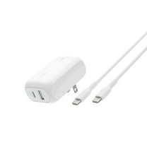 Belkin BoostCharge 42W Dual Port Wall Charger, USB-C USB-A Charger Fast Charging for iPhone 16, 15, & 14, Galaxy S25, iPad, AirPods, Nintendo Switch 2 & More - C to C Cable Included - White