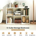 thumbnail image 5 of 6 Cube Bookcase, Horizontal Bookshelf with 6 Open Cubes, Wood Bookshelves & Bookcases, Modern Display Shelf, Bookshelf for Bedroom, Living Room, Kids Rooms, Study (White, 6 Cubes), 5 of 9