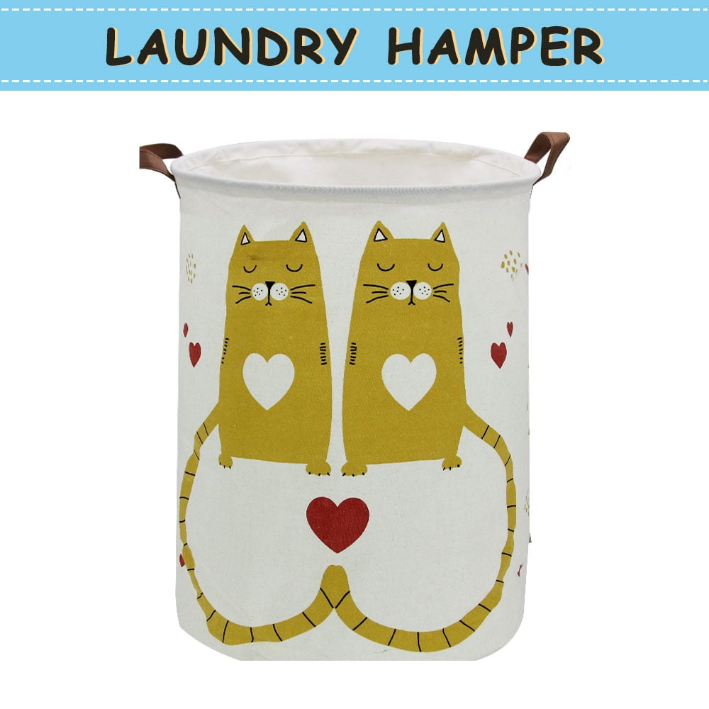 Howarmer Large Canvas Laundry Hamper, Loving Cat