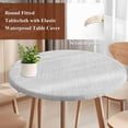 thumbnail image 4 of White Burlap Texture Round Tablecloth, Fitted Table Cover with Elastic for 45"-54" Round Tables, Farmhouse Vintage White Table Cloth Outdoor Indoor Dinning Party Waterproof Tablecloths, 4 of 7