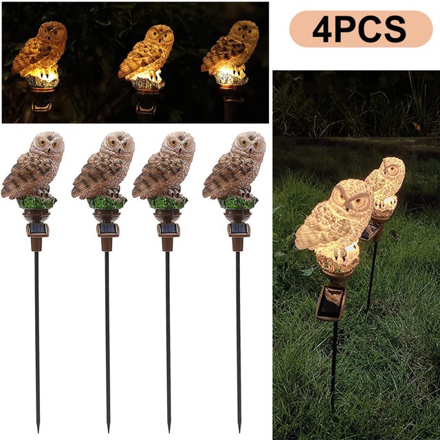 Luces Solares LED Búho Césped Estacas Lámpara Patio Arte Jardín (marrón)