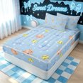 thumbnail image 3 of meiyoeat Blue Softball Bow Zipper Twin Comforter Sets with Fitted Sheet and 2 Pillowcases for Girls, Cute Ball Glove Print Zipper Bedding Set, Star Reversible, 4-Piece, 3 of 7