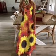 thumbnail image 3 of Robe Tournesol Rouge Jaune Fleurs Colorées Esthétique Col en V Boho Plage Longues Robes Design Femmes Robe Maxi Sexy Grande Taille, 3 of 5