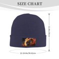 thumbnail image 3 of LNWH Knitted Acrylic Hat, Lion Fire Background Pattern Winter Beanie Hat for Cold Weather, Navy Blue, 3 of 8