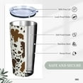 thumbnail image 4 of Western Cow Print Tumbler with Lid and Straw, 20 Oz Stainless Steel Insulated Brown Cow Water Bottle Cup Coffee Mug, 4 of 7