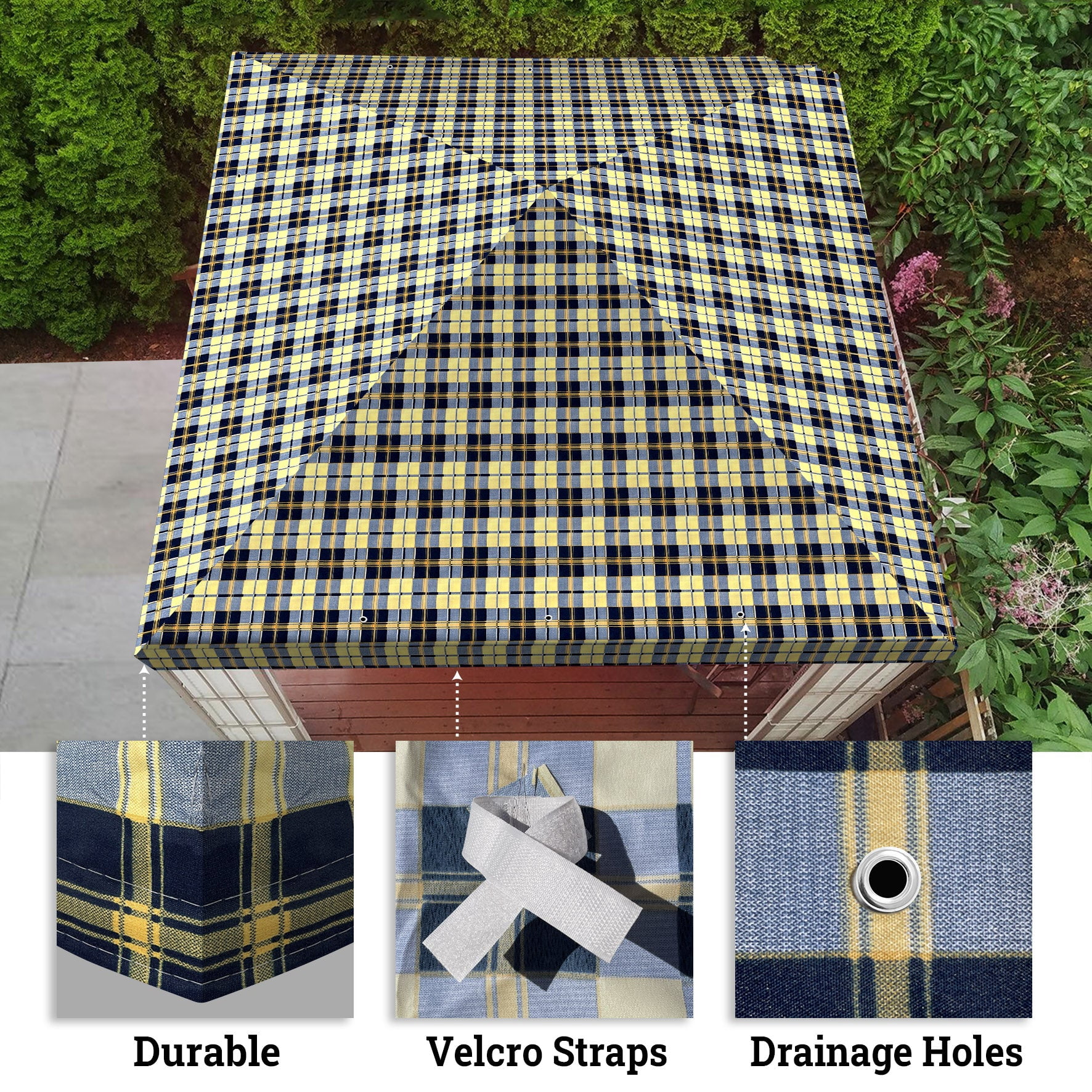 SUNRISEUMBRELLA 119“”x119” Gazebo Replacement Canopy Top Single Tier Canopy Top Cover(#54)