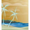 thumbnail image 3 of Beach Duvet Cover Set, Illustration of Hammock in the Tropical Sandy Beach with Exotic Color Ocean Print, Decorative 3 Piece Bedding Set with 2 Pillow Shams, Queen Size, Navy Cream, by Ambesonne, 3 of 3