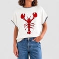 thumbnail image 2 of Womens Sweaters Animal Lobster Print Crew Neck Short Sleeve Breathable Knit Tops Summer Blouse Daily Wear, 2 of 4
