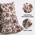 thumbnail image 5 of Burgundy Floral Block Print Pillow Covers 16x16 Set of 2 Rustic Old Style Modern Vintage Flower Pattern Cream Decorative Throw Pillow Cases Outdoor Farmhouse Decoration for Sofa Couch Bed, 5 of 6