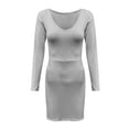 thumbnail image 5 of ZHOGXU Womens Casual Dress Long Sleeve V Neck Solid Color Knitted Fashion Comfortable Slim Fit Dresses For Casual Daily Wear,Grey,L, 5 of 6
