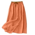thumbnail image 2 of Junboys Women's Cotton Linen Midi Skirt - Elastic Waist Flowy Skirts for Women, Breathable Summer Skirt for Daily Wear & Travel,Saffron 2XL, 2 of 4