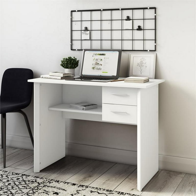 CorLiving Kingston Two Drawer Desk Classic White Engineered Wood
