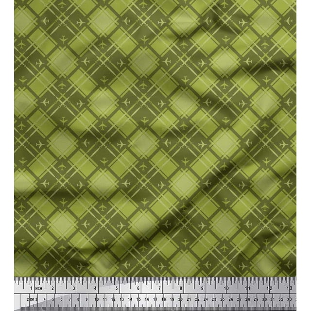 Soimoi Poly Georgette Fabric Diagonal Check Fabric Prints by Yard 42 Inch Wide